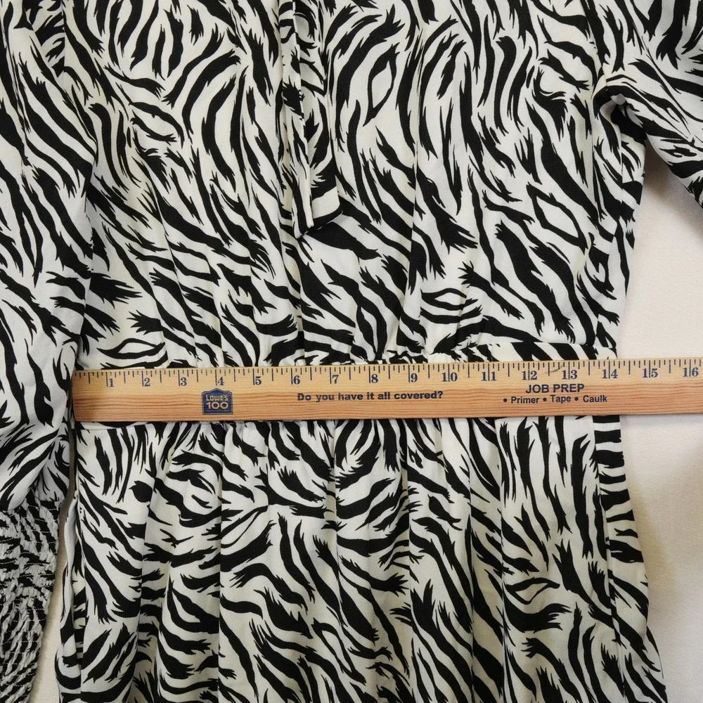 Halogen Dress Womens S Black White Animal Print Boho Chic‎ Midi Modern Workwear
